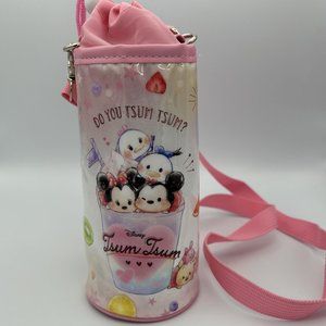 Disney Tsum Tsum Bottle Bag Holder w/ Detachable Strap Pink D 3.5" x H 8"